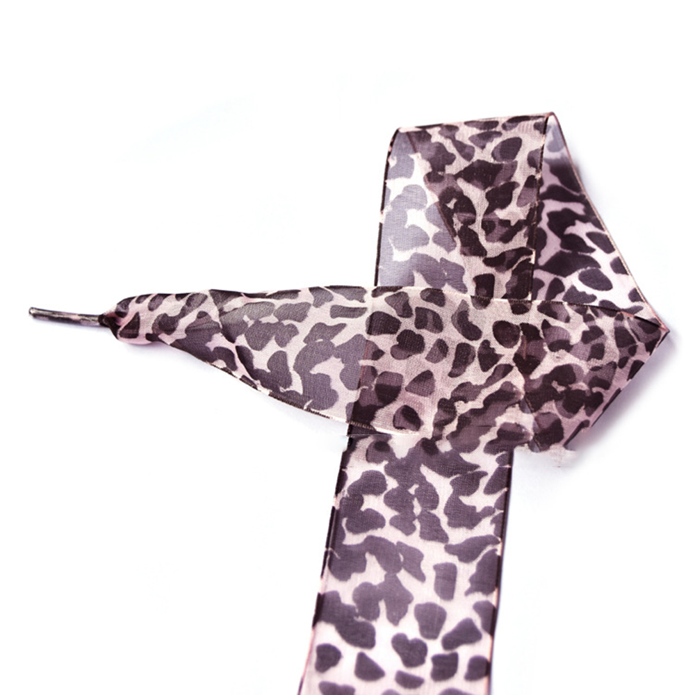 1 Paar 110Cm Luipaard Kant Schoenveters Organza Lint Veters Sportschoenen Sneakers Flat Schoenveters Casual