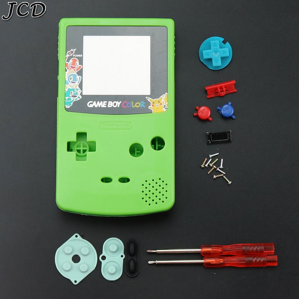 JCD For GBC Limited Edition Shell Replacement For Gameboy Color GBC game console full housing With Rubber Pads Screwdrivers: Green