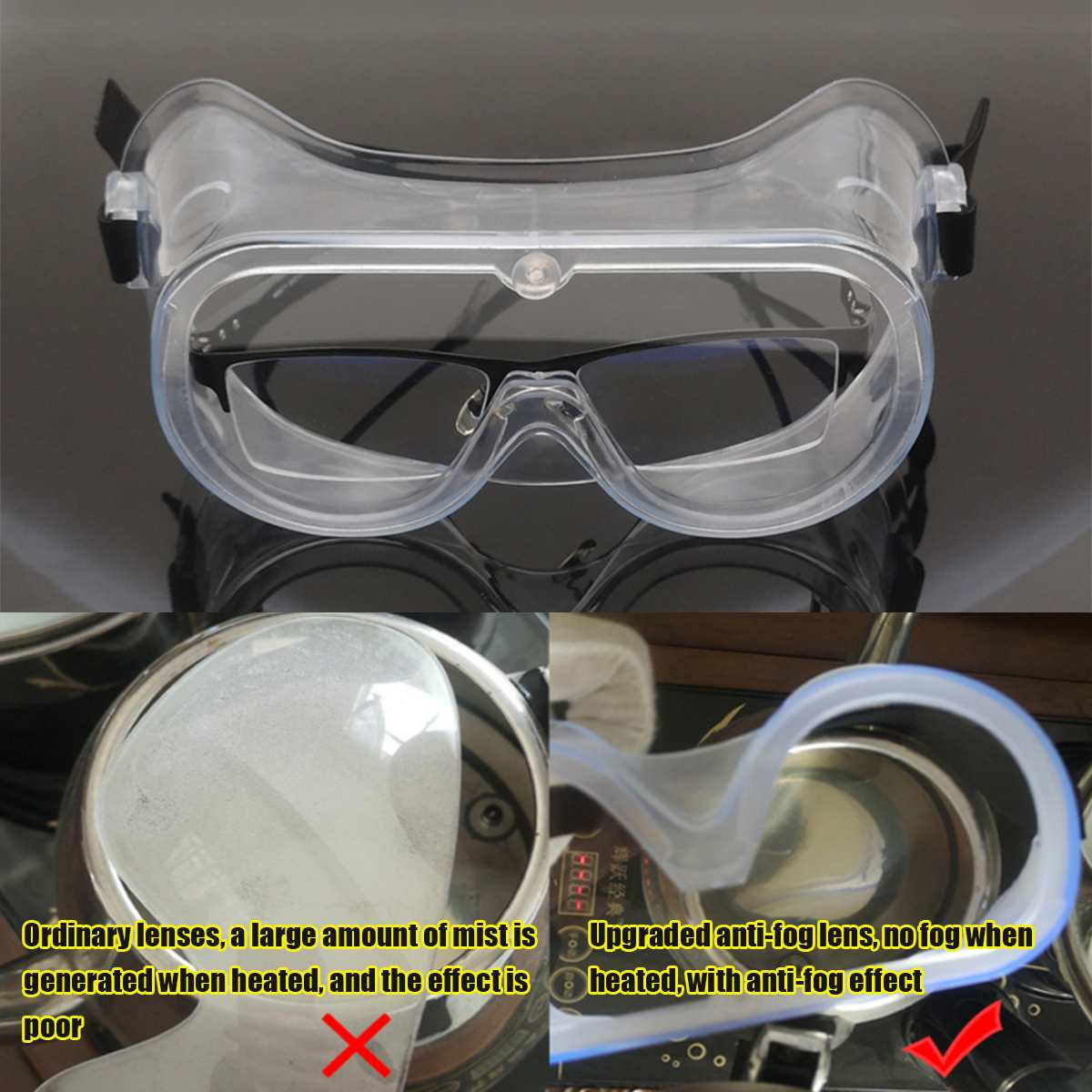 Transparent Protective Goggles Double Faces Anti Flue Spittle Anti-Fog Antisand Windproof Protective Eyes Work with KF94 N95