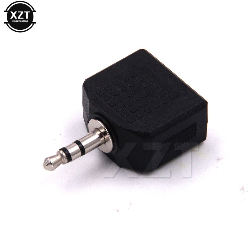 Mini conector de Audio estéreo de 3,5mm macho a doble 3,5mm hembra doble auricular Y adaptador divisor enchufe para teléfono MP3: Negro