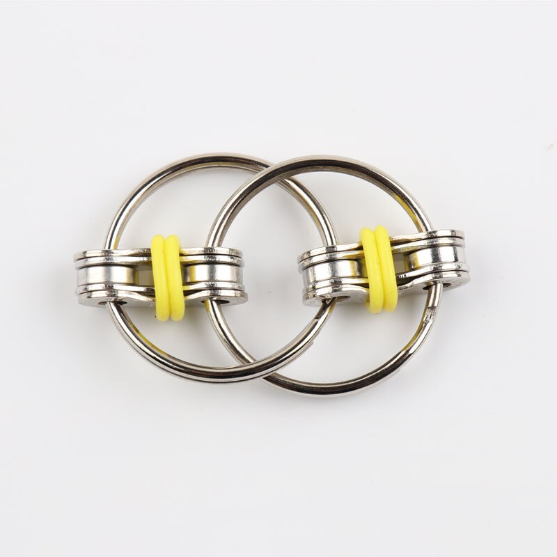 Flippy Chain Fidget Toy, Stainless Steel Key Ring Decompression Toy for Office Worker Autism ADHD: Yellow