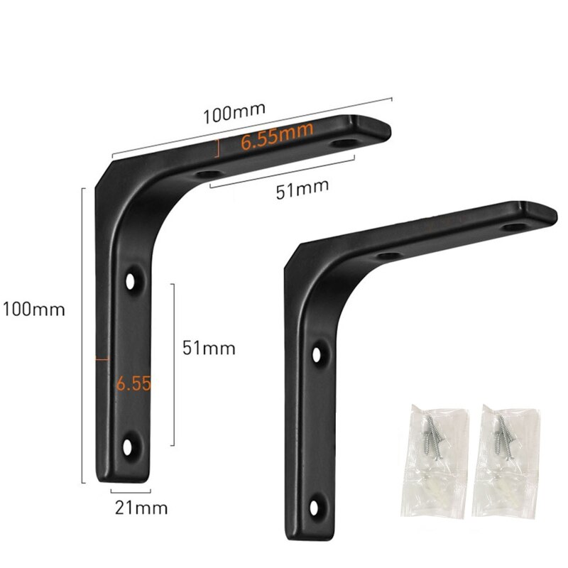2pcs Shelf Brackets Thicken Iron L-Shaped Right Angle Corner Brace for Wall Hanging Furniture Connector Industrial Decorative: B1