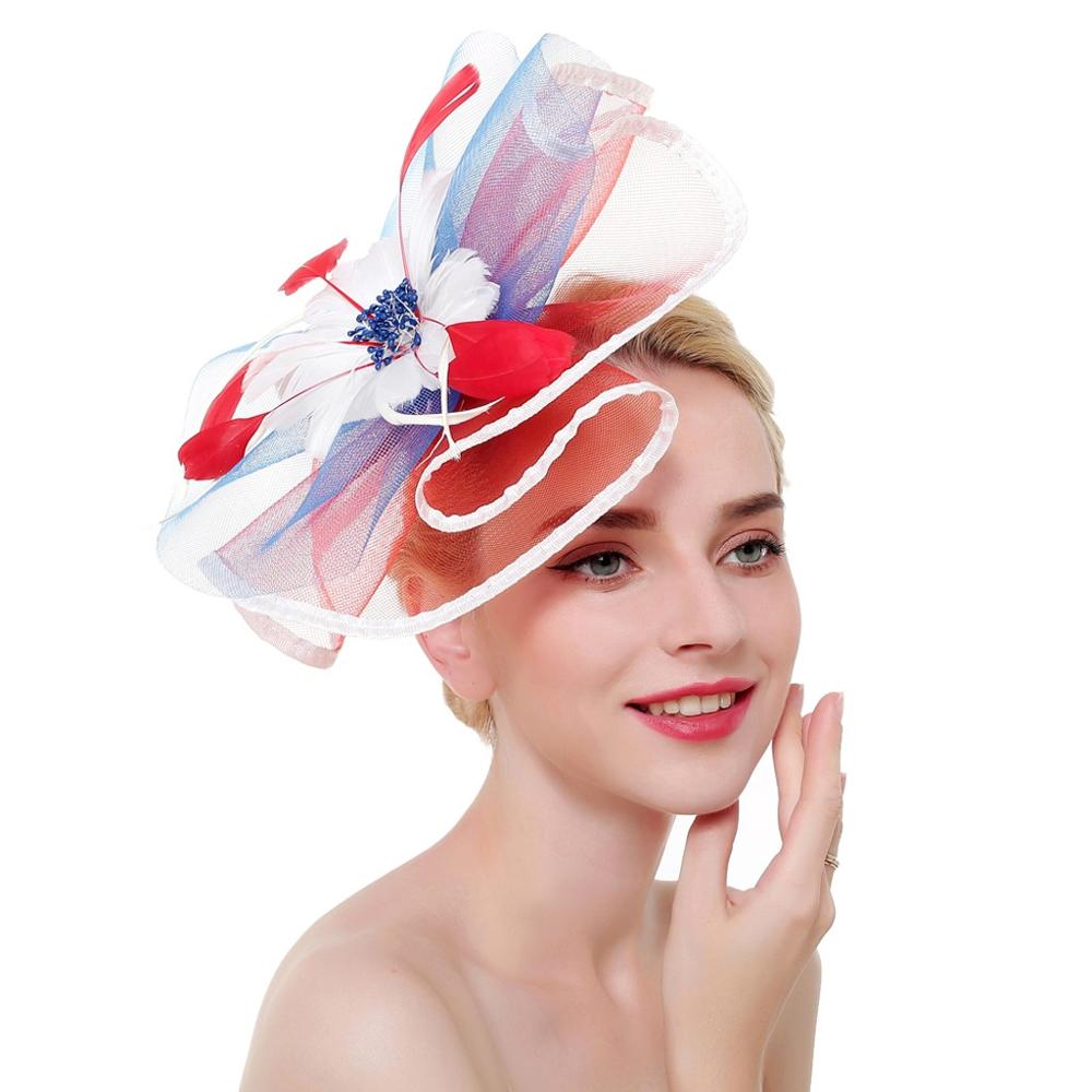 Sombrero de malla de plumas Fascinator para mujer, , diadema de flores grandes, Clip, boda, novia, de té, iglesia, novedad de