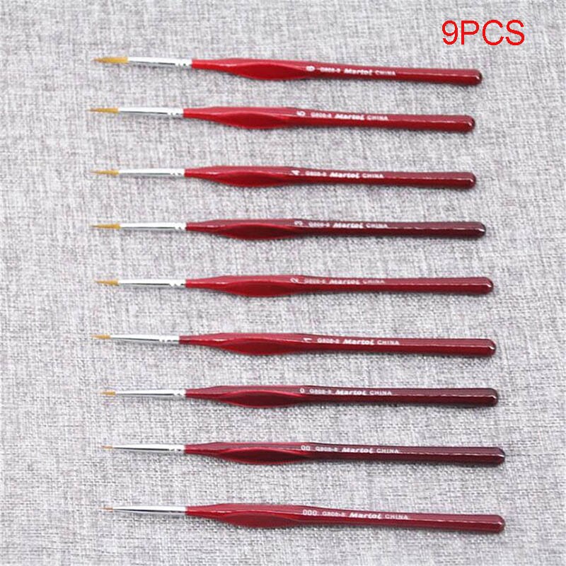 Nylon Hair Paint Brush Hook Line Pen Detail Art Nail Brushes for Acrylic Watercolor Oil DC120: 9PCS