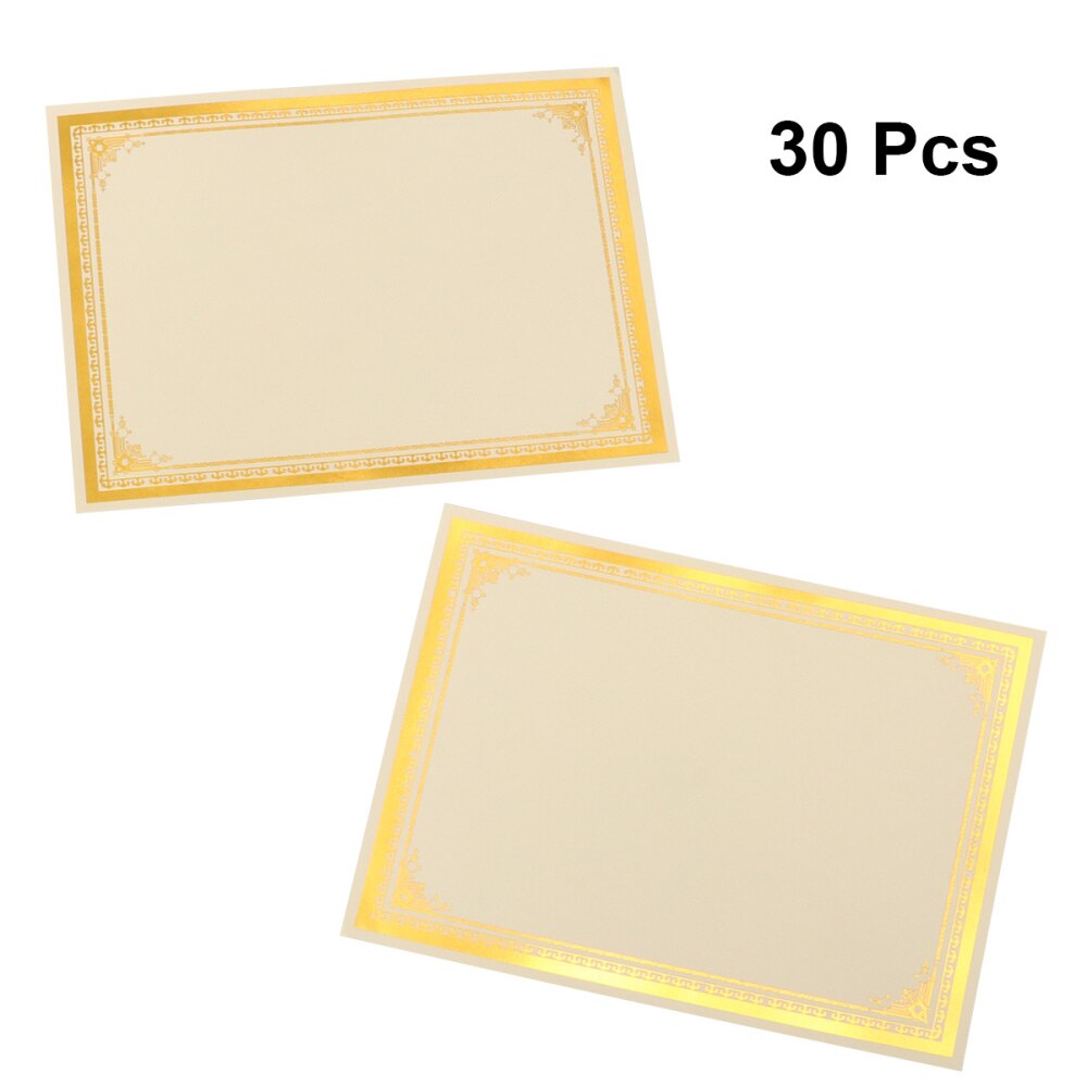 30PCS Award Certificate Paper Blank A4 Paper Diploma Certificate Paper for Graduation Ceremony Office School (250g Gold Foil)