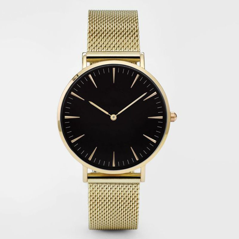 Klokke kvinner enkle dameklokker luksus rose gull armbånd dame kvarts klokke kvinne klokke reloj zegarek damski: Gullsort