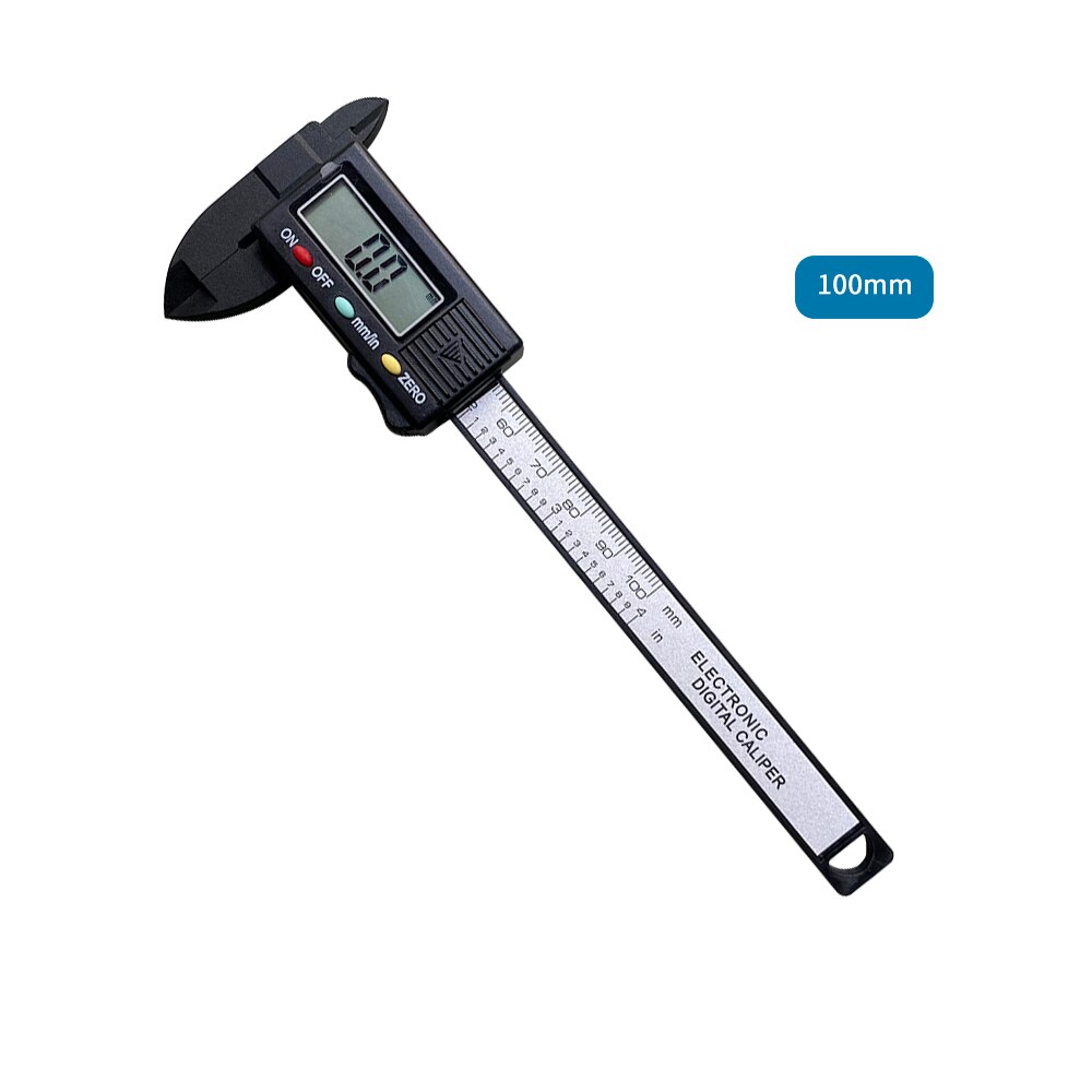 100mm 150mm elektronické digitálne posuvné meradlo 6 palcové uhlíkové vlákno posuvné meradlo mikrometer merací nástroj digitálne pravítko: Čierna 100mm