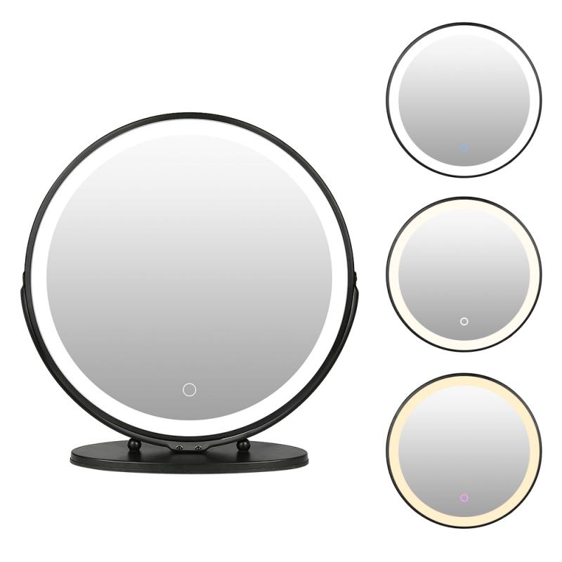 Round Dressing Table Dressing Mirror Bedroom Storage Cabinet Dressing Table Simple Dressing Table Storage Cabinet LED Glow HWC: 3 color dimmable