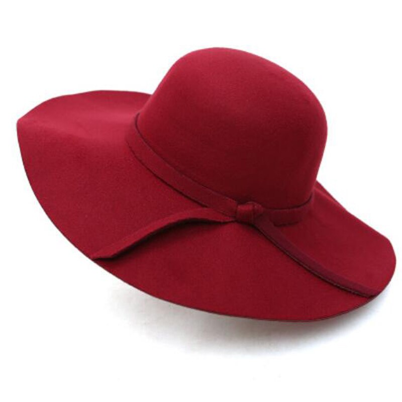 Felt Bowler Hawkins Felt Cap Wide Brim Ladies Trilby Feminino Hat Women Men Jazz Church Godfather Sombrero Caps Wool Fedora Hats: MULTI