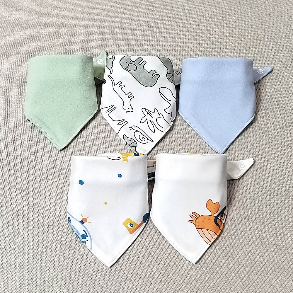 5 teile/los Baby Lätzchen Dreieck Doppel Baumwolle Lätzchen Cartoon Print Speichel Handtuch Baby Jungen Mädchen Fütterung Schürze Baumwolle Bandana Lätzchen