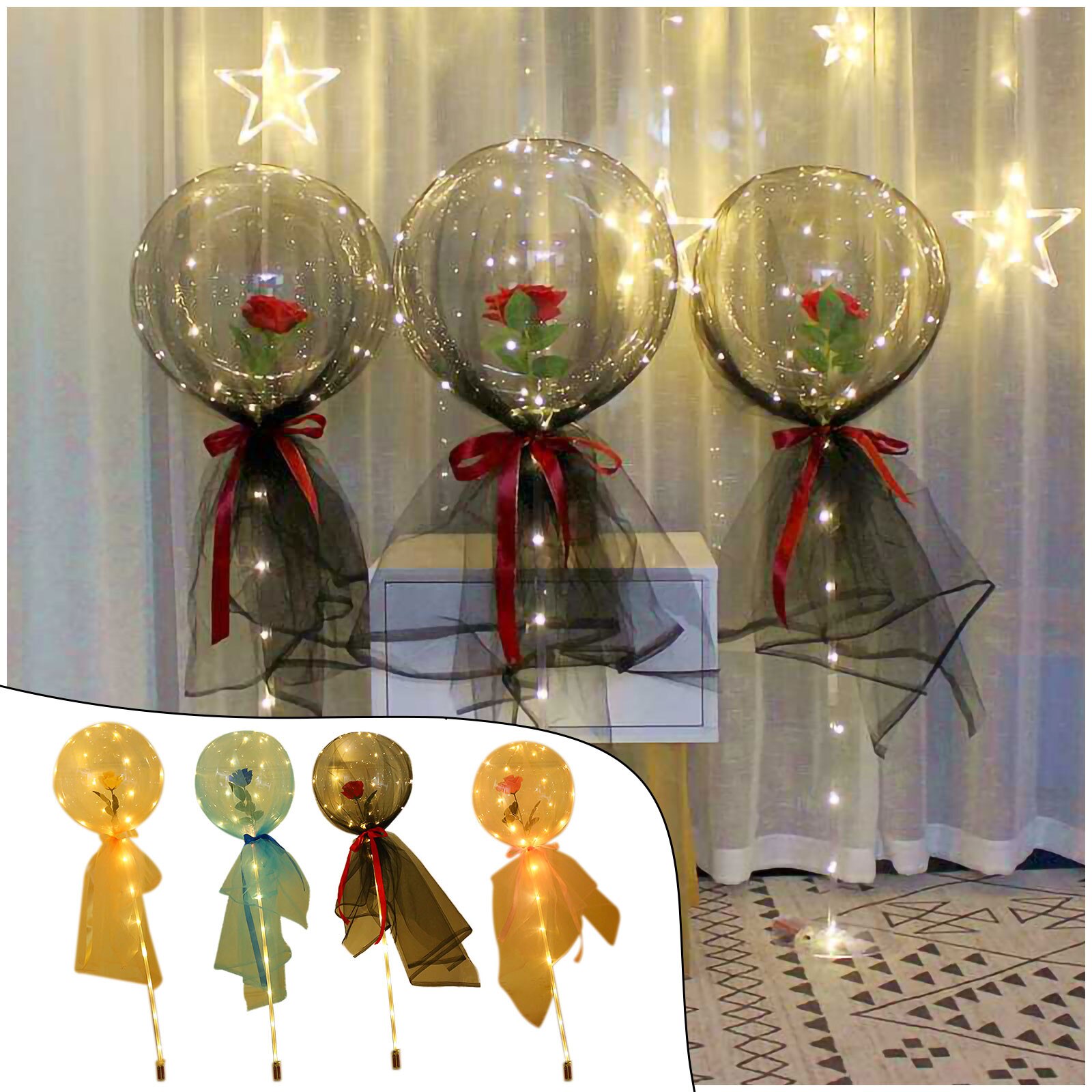 LED Licht Ballon Stock Geburtstag Party Dekorationen freundlicher Klar Ballons Globos Stehen Halfter Hochzeit Dekor Ballon Liefert