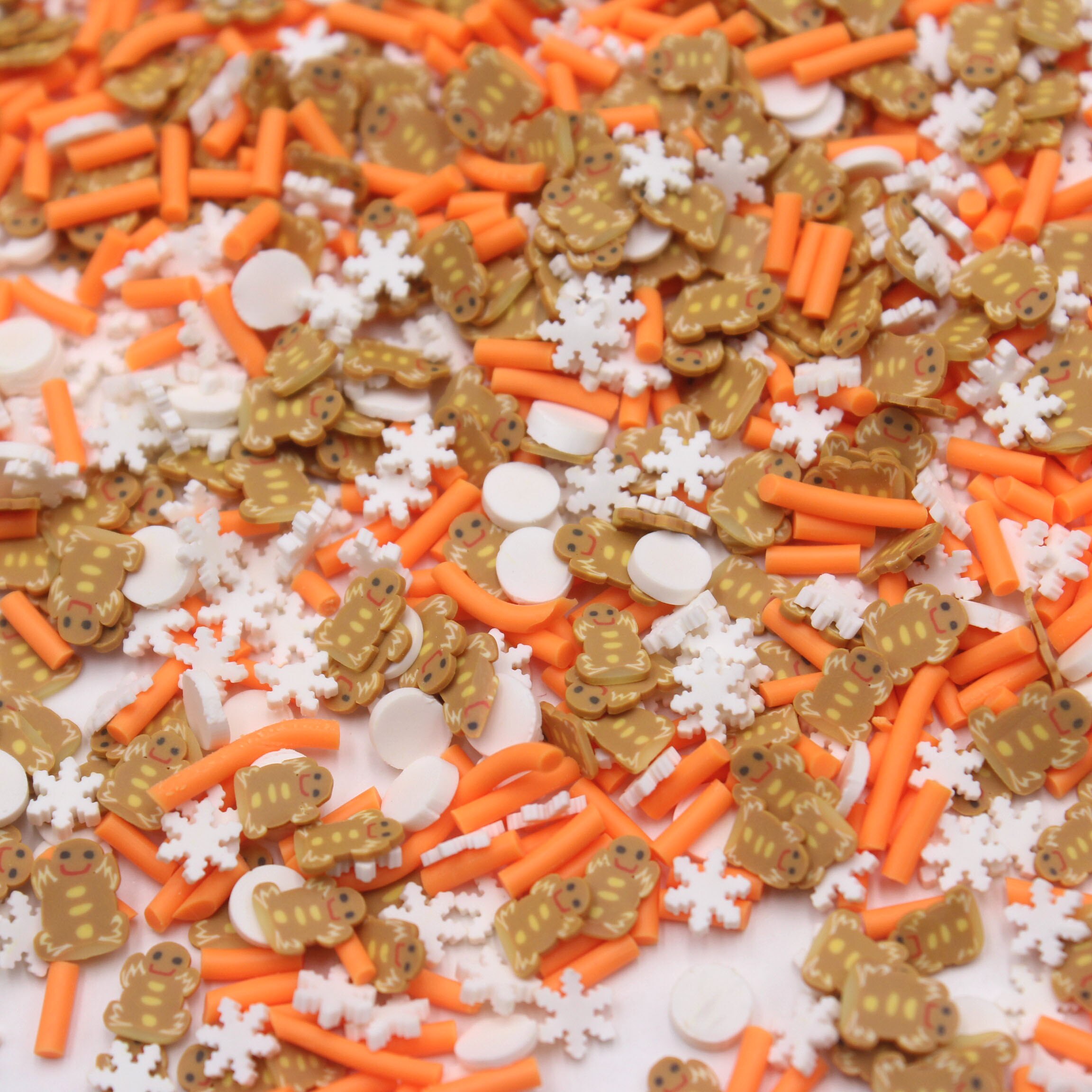 100g/Lot 5mm Christmas Gingerbread Man Snowflake Polymer Clay Slices Mixture Sprinkles for DIY Crafts