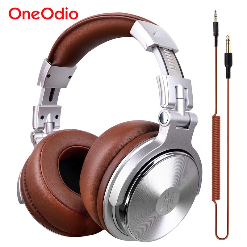 Oneodio Wired Over-Ear Headset With Microphone Hifi Studio DJ Headphones Stereo Monitor Foldable Earphones: Pro-30 Silver