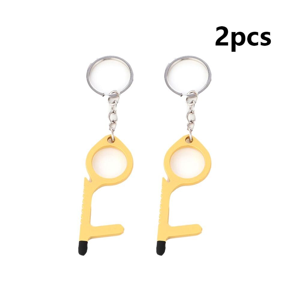 no touch keyElevator avoid touch tool key edc tool safety protection hygiene hand tool contactless handles door tool: Gold 2pc