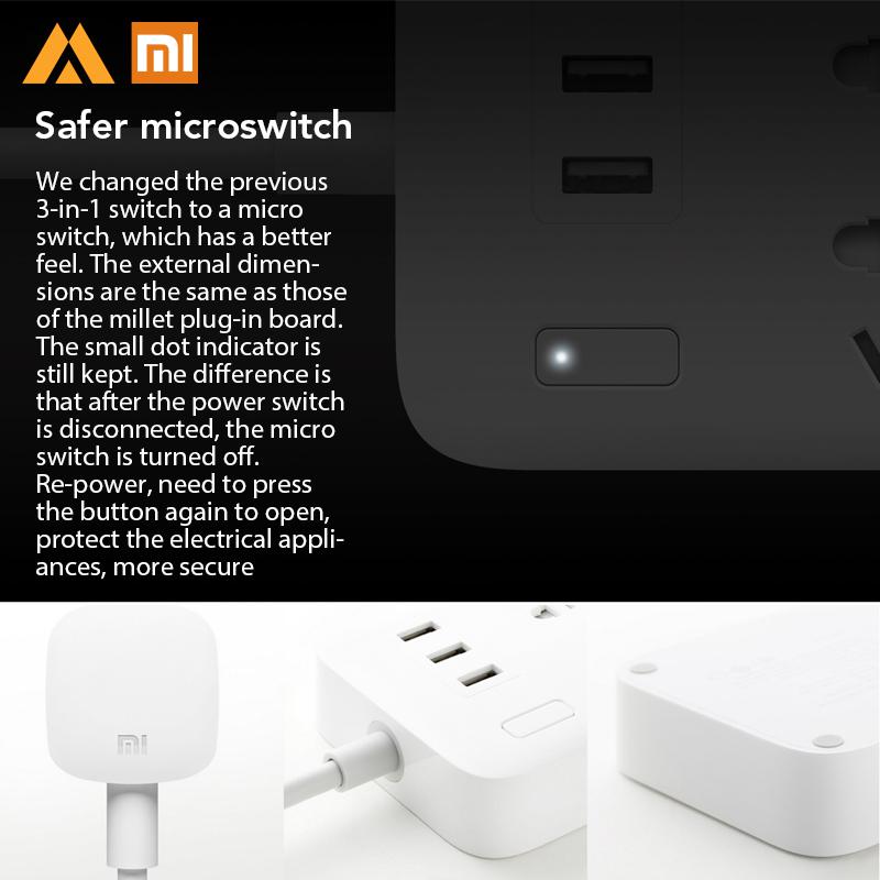 Original Weiß Xiaomi Mijia Energie Streifen 6 Steckdosen Mit 3 5 V 2.1A Schnelle Ladung USB Häfen Ladung Energie Streifen für Höhle Täglichen Gebrauch