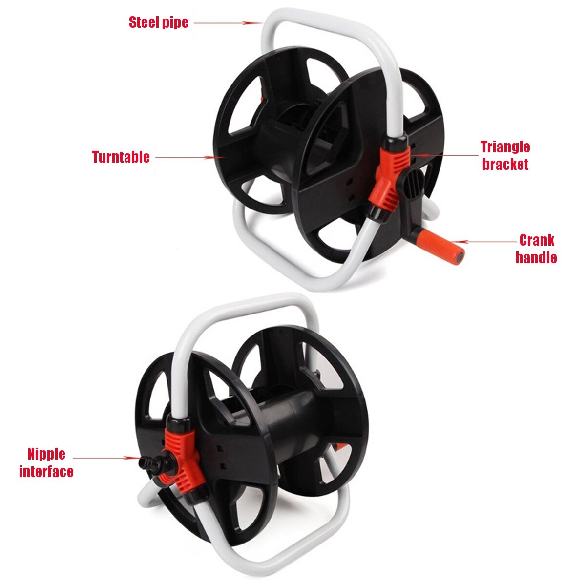 Garden Hose Reel Cart Four Wheels Portable Water Hose Rack Watering Trolley Car Washing Pipe Storage Holder Irrigation Supplies