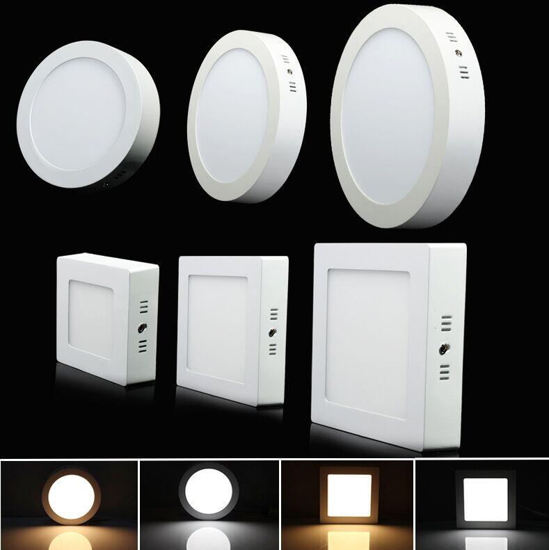 6w/12w/18w/24w pyöreää/neliömäistä led-paneelivaloa pinta-asennettava led-kattovalaisin kylpyhuoneeseen  ac85-265v lampada led-lamppua