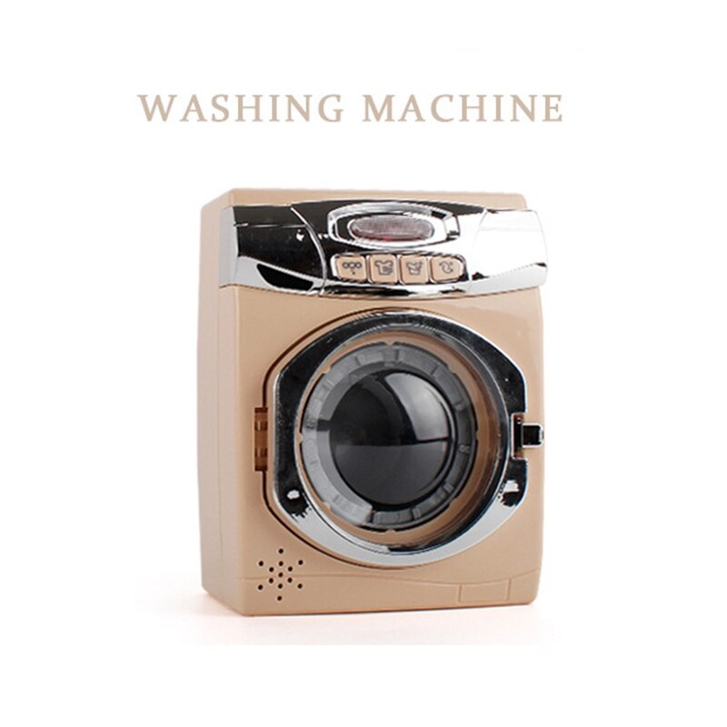 Pretend Play Toy Wash Machine Simulation Wash Machine Educational Toy with Sound and Light for Kids(Beige)