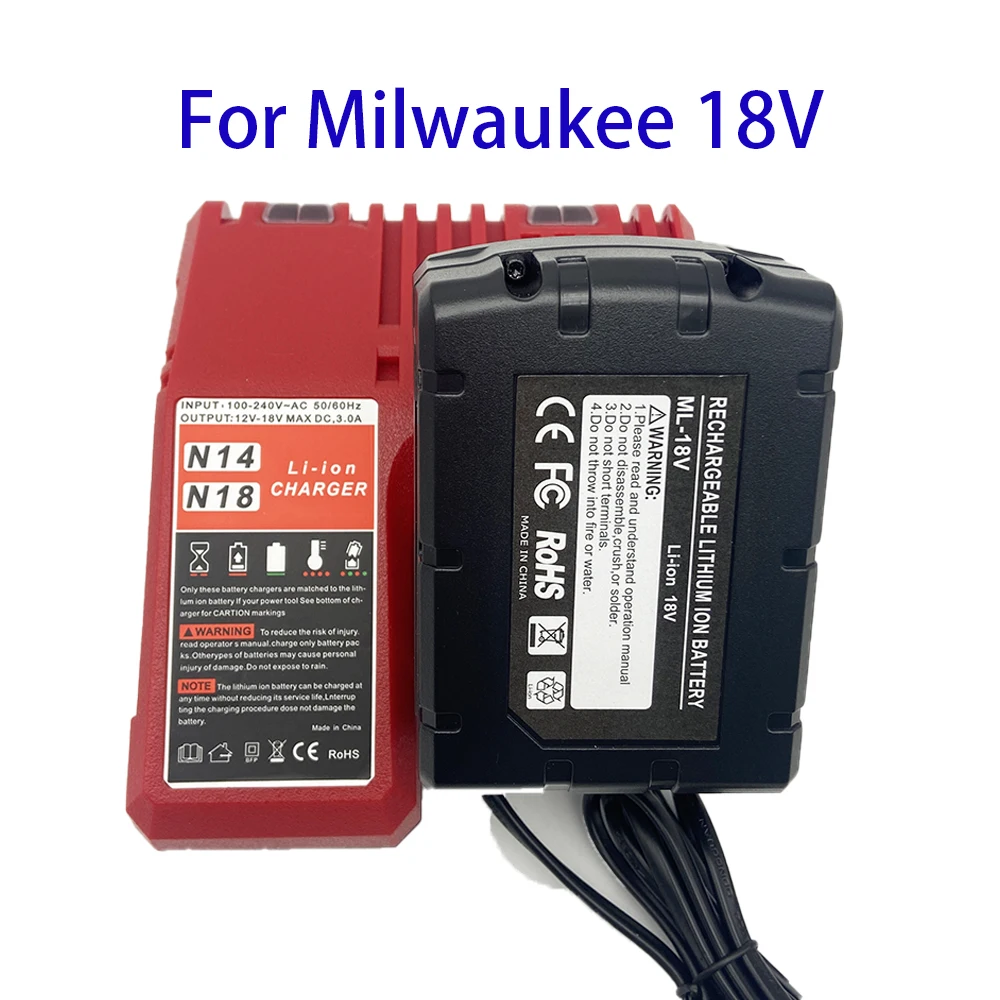 100% Original para batería de herramienta eléctrica Milwaukee M18, cargador, BR, XC, 18V, 12000mAh M18B5, 48-11-1860, batería integrada 18650