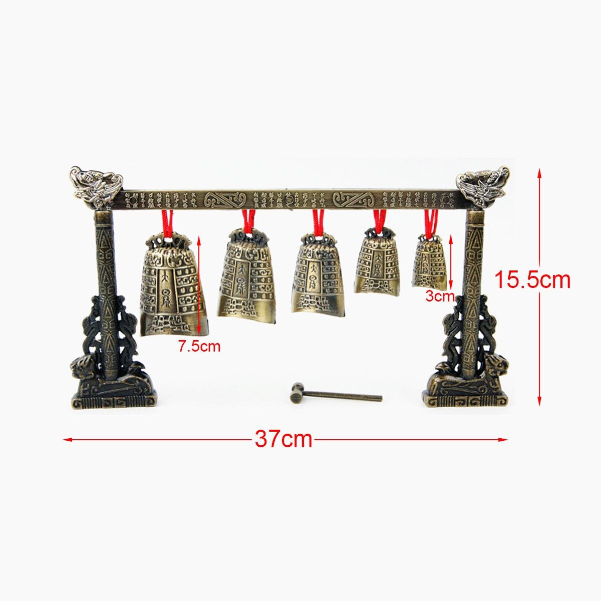 Chinese Glockenspiel Chimes Brass Bells Bronze Ware Ancient Chinese Mini Musical Instruments 7 Round Copper Bells And Crandall