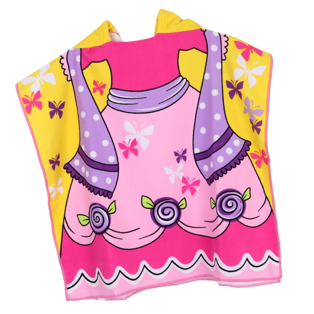 Magideal kinder surf-strandponcho mit kapuze, bademantel, pool- und badetuch mit niedlichen cartoon-motiven, blau und rosa, für jungen und mädchen: Schmetterling