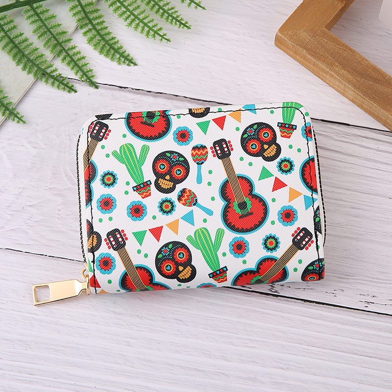 Short wallet, zero wallet, card bag with zipper, multi-purpose: Brown