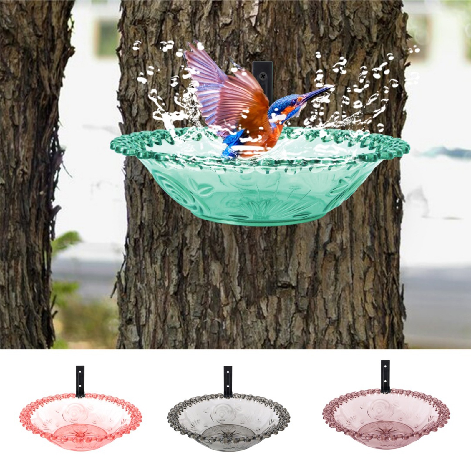 Outdoor Plastic Wandmontage Vogelbad Hangende Vogelvoeder Vogelbad Feeder Lade Wandmontage Vogelbad Binnenplaats Decoratie