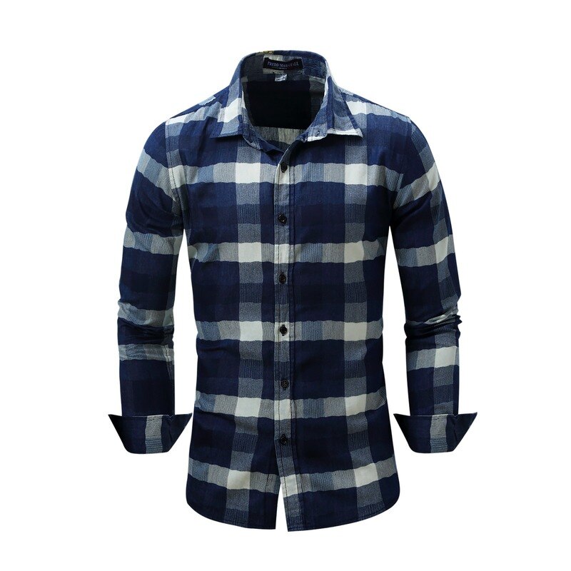 Camisa a cuadros , nueva camisa informal de otoño e invierno para hombre, camisa clásica a cuadros, camisa de manga larga, ropa de gran tamaño para hombre