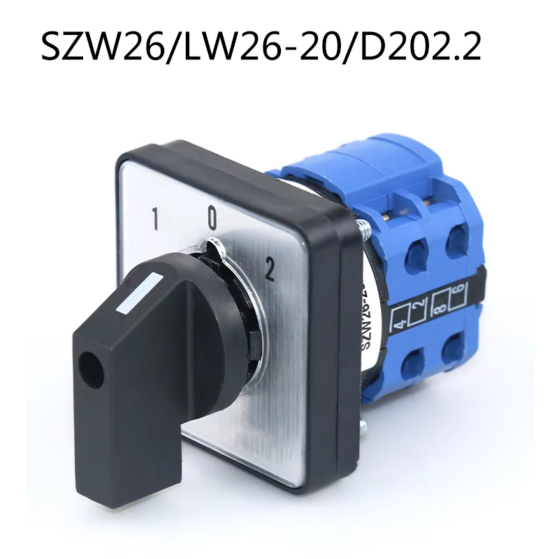 SZW26/LW26-20/D202.2 8 Terminals 3 Positions 1-0-2 Transfer Changeover Cam Switch 64X64 48X48 mm Panel 660V 20A