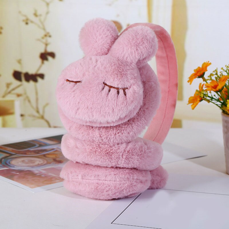 Women Cute Rabbit ears fur winter Earmuffs ear muffs warmers comfort warmuffs warm fur headphones for girls winter accessories