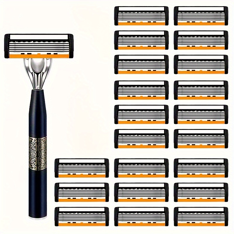 Maquinilla de afeitar clásica de seguridad de 6 capas para afeitado para hombres y depilación para mujeres, cuchillas de afeitar, afeitadora Manual: Azul