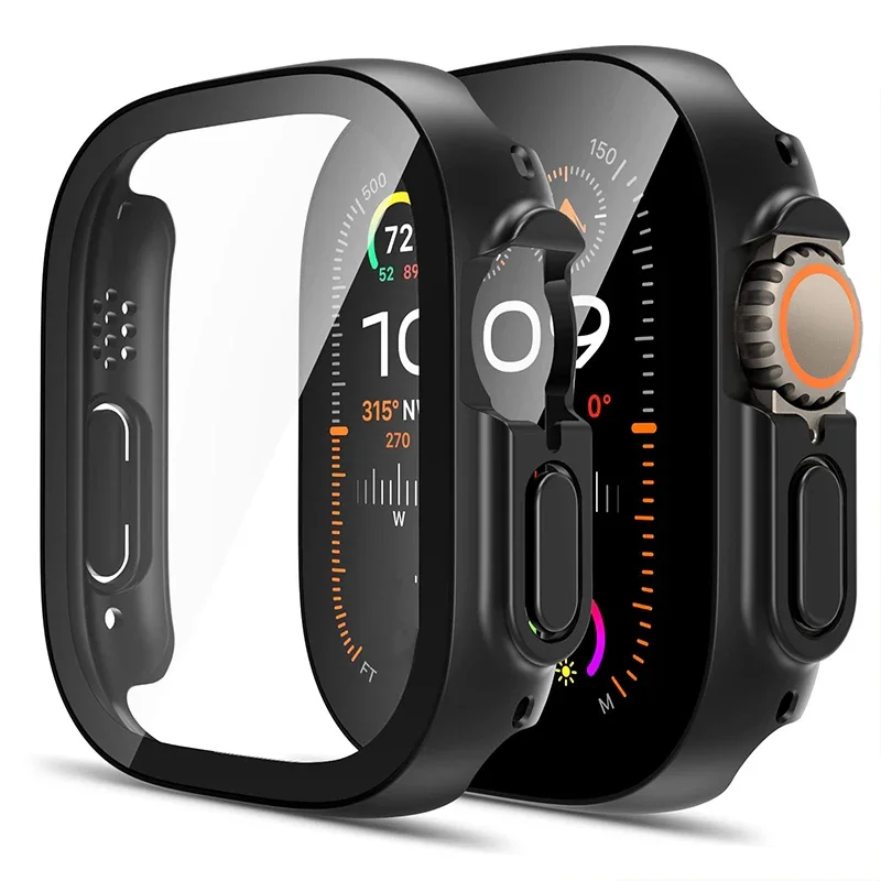Glass+case For Apple Watch Ultra 2 case 49mm smartwatch PC Bumper+Screen Protector Tempered Cover iwatch series band Accessories