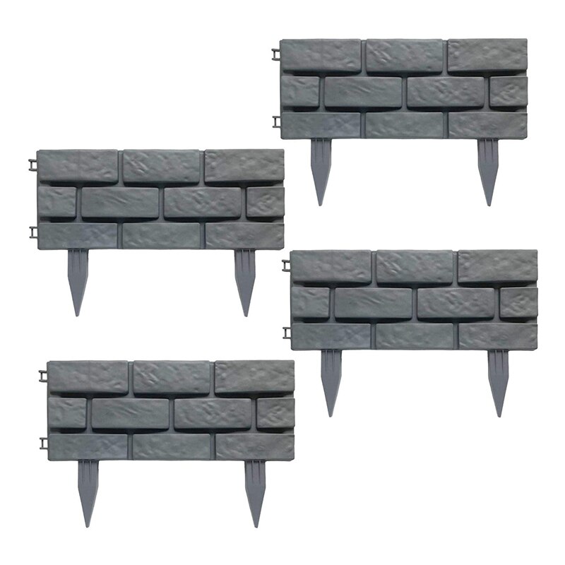 4Pcs Garden Border Imitation Brick Effect Detachable Splicing Fencing Outdoor Decoration: Default Title
