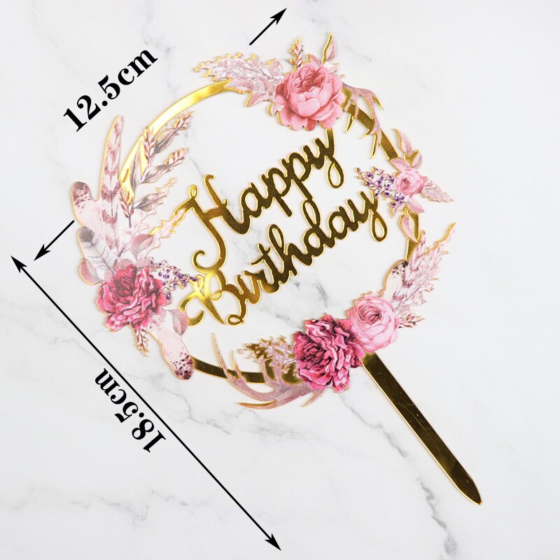Akryl farve blomsterpige tillykke med fødselsdagen kage topper bryllupsdag glad mor & #39 ;s dag kage toppers dekoration forsyninger: Hbgd 1