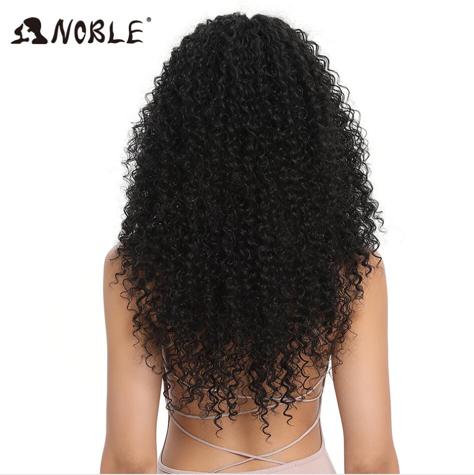 Noble Hair 26"Inch Synthetic Lace Front Black Wig African American Long Kinky Curly Heat Resistant Fiber Wigs For Black Women