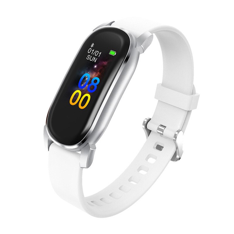 YD8 Fitness Armband Temperatuur Meting Smart Watch Mannen Reloj Montre Femme Armbandjes Akilli Bileklik Hartslagmeter: Silicone White