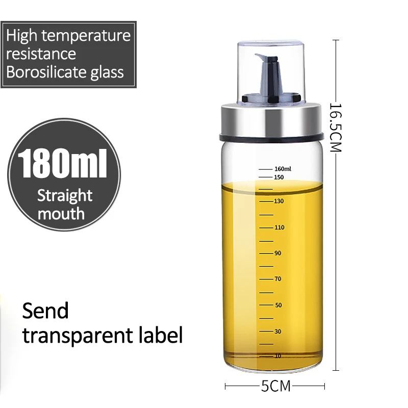 Botella de aceite de condimentos para cocina, botella de salsa, botellas de almacenamiento de vidrio para aceite y vinagre, dispensador de aceite para cocina, 180/300/500ml: Caqui oscuro