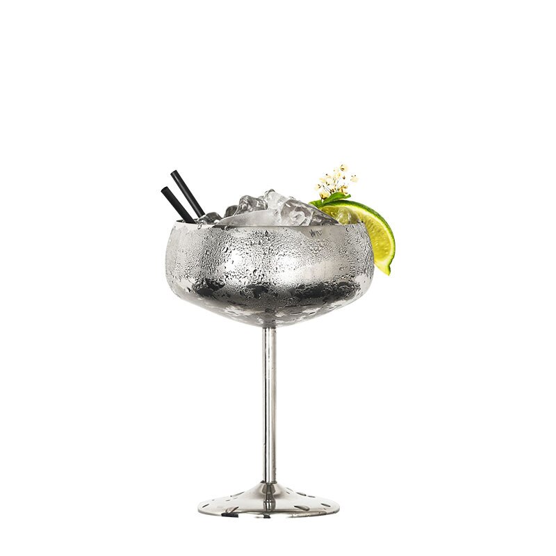 304 vinglas i rostfritt stål, helstål, champagneglas, metallgods, rosenguld, cocktailglas, martiniglas: Stor munvinkopp b