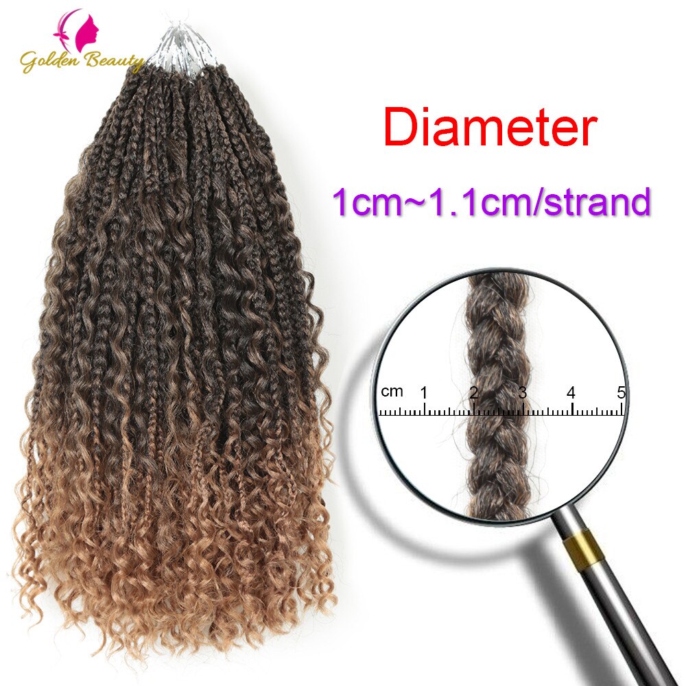 18"Goddess Box Braids Hair Extension Synthetic Crochet Hair Bohemian Hair With Curls Boho Braided Hair 24strands Golden Beauty