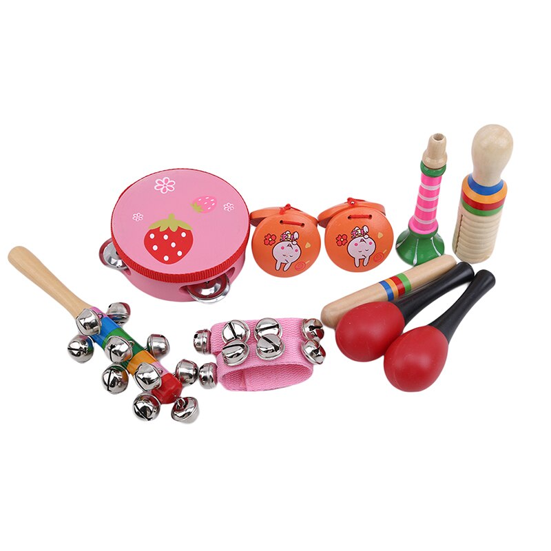 10Pcs/Pack Musical Instruments Set Infant Toddler Children Early Childhood Educational Music Percussion Toy Combination Kit: Red