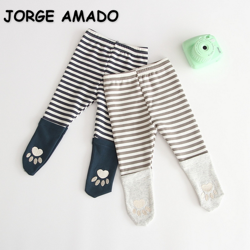 2022 Lente Kids Meisjes Jongens Leggins Blauw Abrikoos Gestreepte Kat Hond Grote Pp Panty Kousen Bebe Broek Casual Kleding e9108