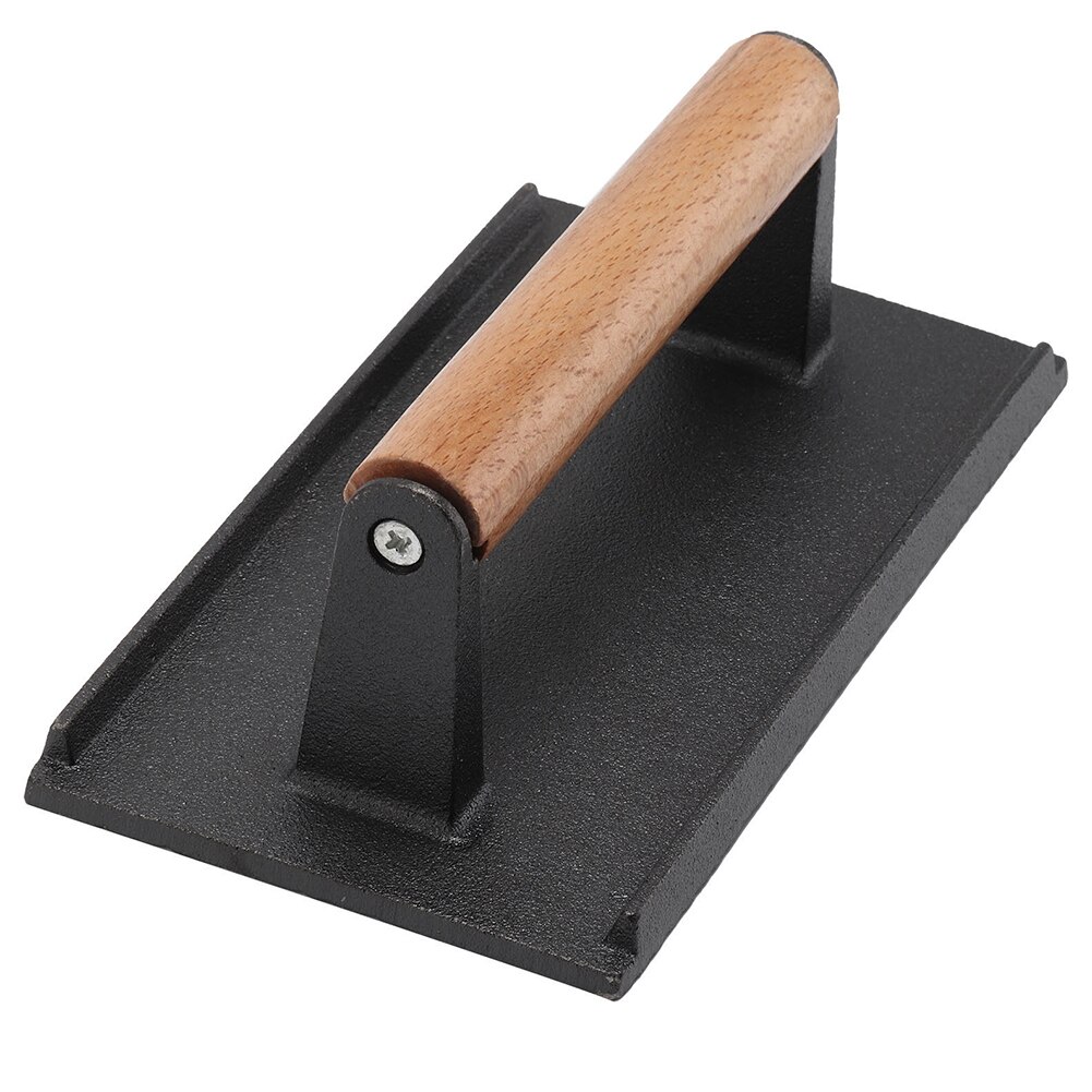 Steak Weight Press Cast Iron BBQ Meat Press Plate With Wooden Handle Grill
