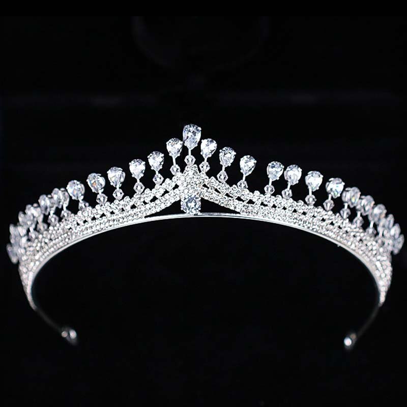 FORSEVEN Frauen Strass Zirkon Königin Braut Krone und Diademe Braut Diadem Hochzeit Party Kopfschmuck Haar Schmuck Ornamente JL: Default Title