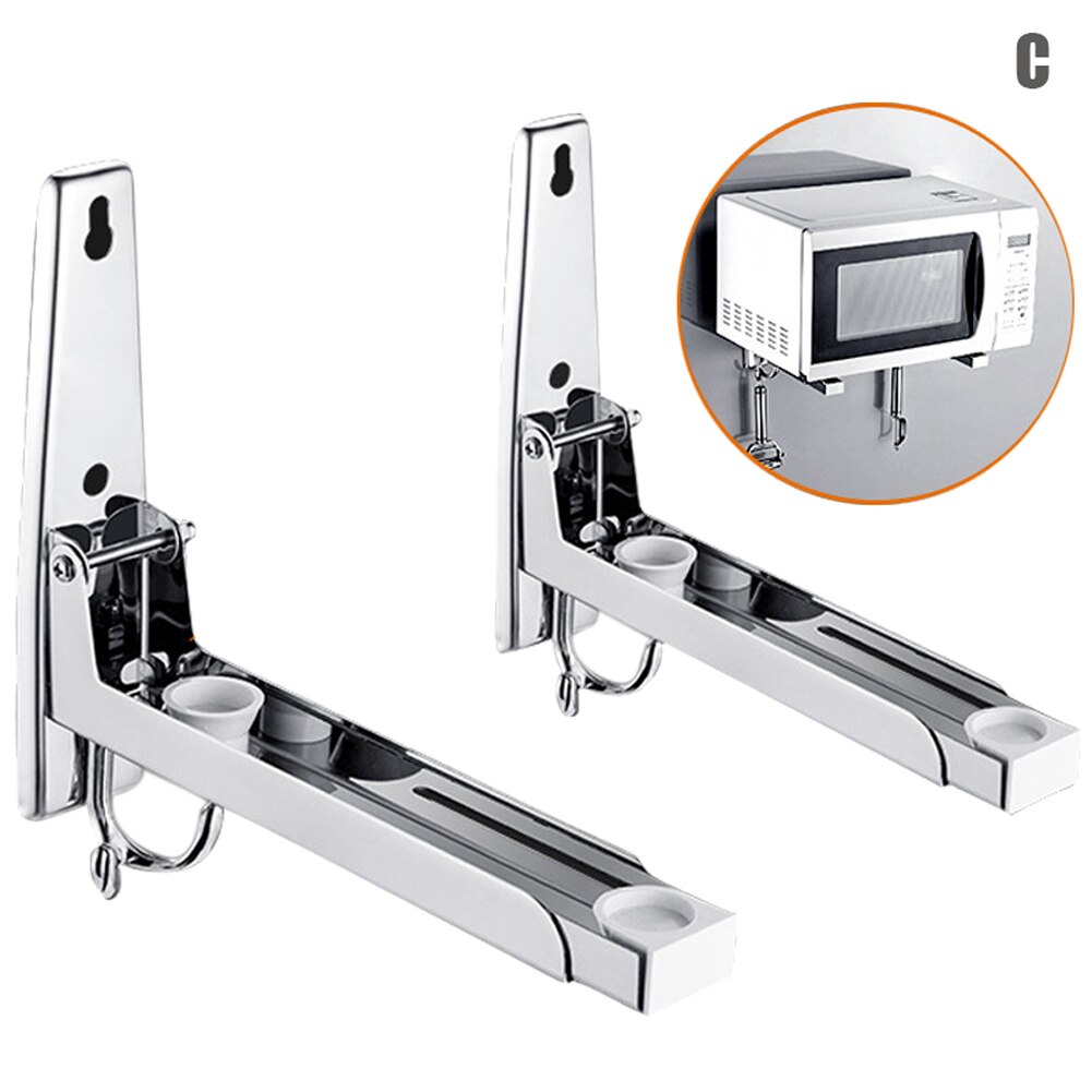 Foldable Microwave Mount Retrackable Microwave Mount Bracket 1 Pair Wall Mounted Shelf Rack K888: 3
