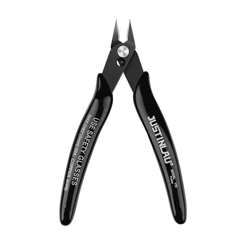 Alicates universales, herramienta multifuncional, cortadores de cables eléctricos, tijeras laterales de corte, pinzas de acero al carbono al ras, herramientas manuales, 1 ud.: Negro