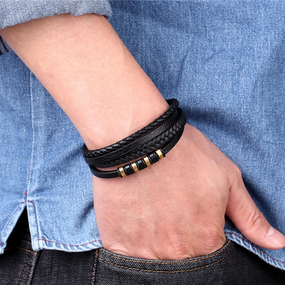 neue Faux Leder mehrschichtig Geflochtenen Seil Manschette Armreif Armbinde Schmuck Für Männlich Weiblich Armbänder Schmuck