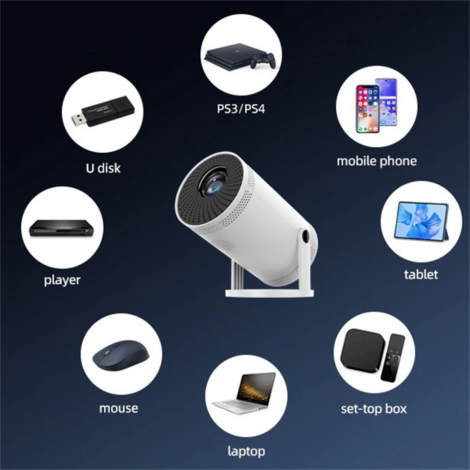 KaiAqua 4K Wifi6 Projector HDMI 260 ANSI Dual WIFI Allwinner H713 BT5.0 1280*720P Home Cinema Outdoor portable FY300 Pro