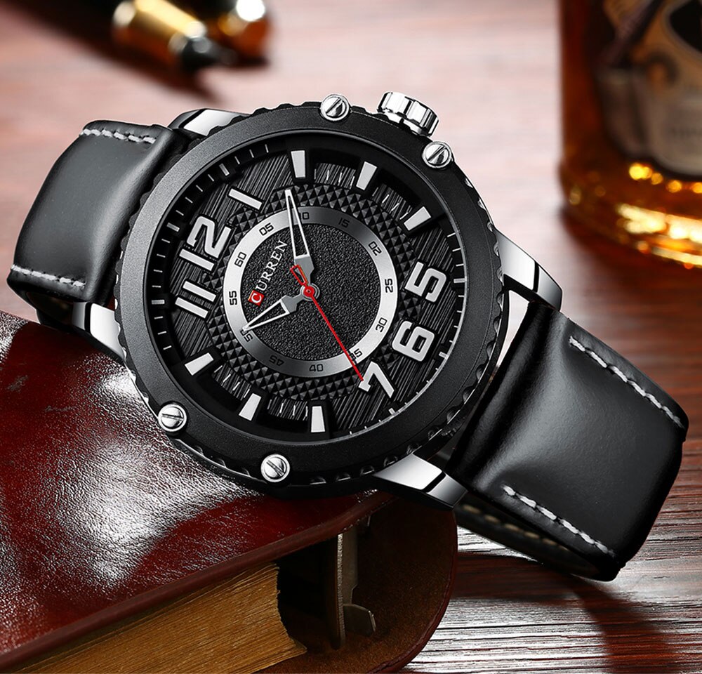 Relogio masculino ure herre curren ur herre ure læder vandtæt armbåndsur herre sport quartz ur 8341