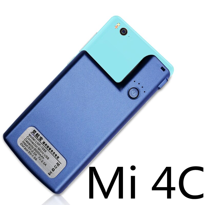 Cassa di batteria esterna per Xiaomi Mi 4C Batteria di Caso Del Caricabatteria Della banca di Potere per Il Caso di Xiaomi Mi 4S clip Posteriore Della Copertura di batteria rechargeabl: Mi 4C-blu