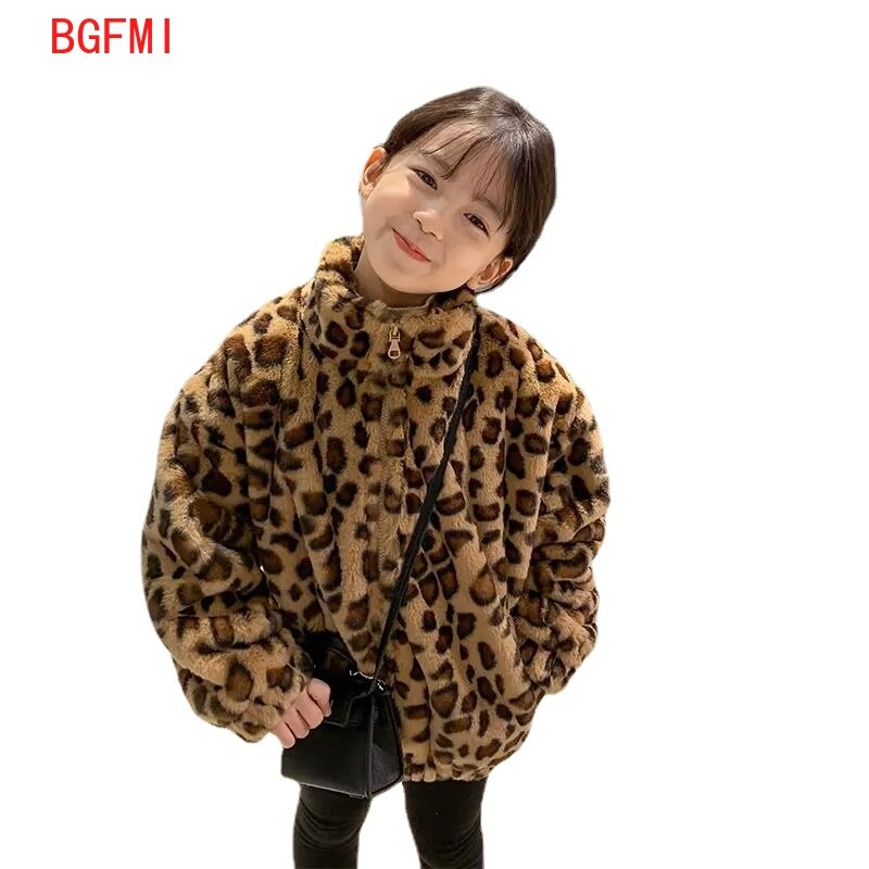 Baby Meisje Winter Dikke Warme Fleece Jas Bovenkleding Kleding Jas Luipaard Faux Fur Baby Waggel Tieners Xmas Casual Jas 1-12Yrs